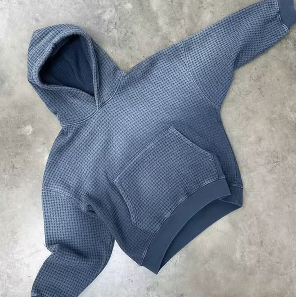 Double-Layer Waffle Knit Hoodie