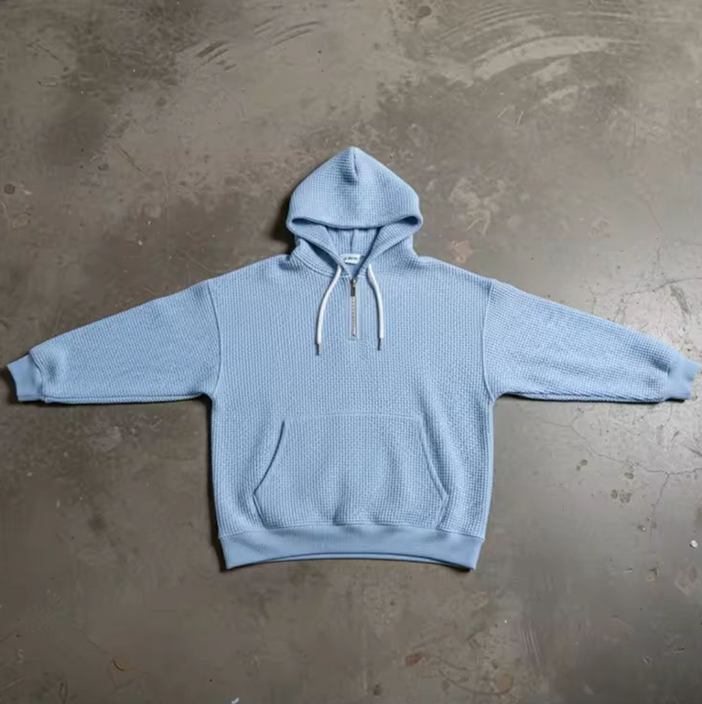 Double-Layer Waffle Knit Hoodie